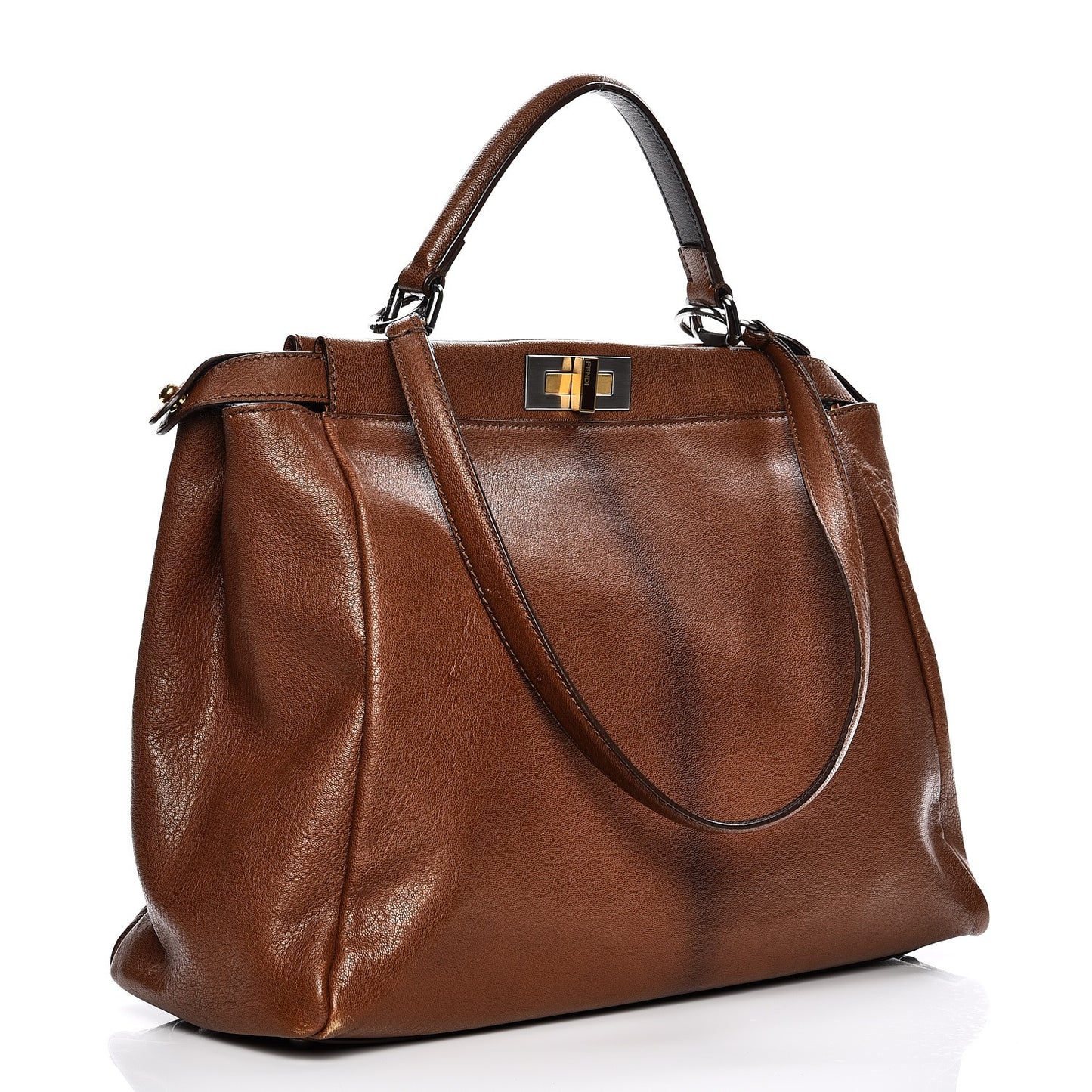 Goatskin Zucca Large Peekaboo Iconic Satchel Cuoio Tobacco Moro