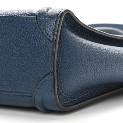 Celine Drummed Calfskin Nano Luggage Indigo 8 of 13