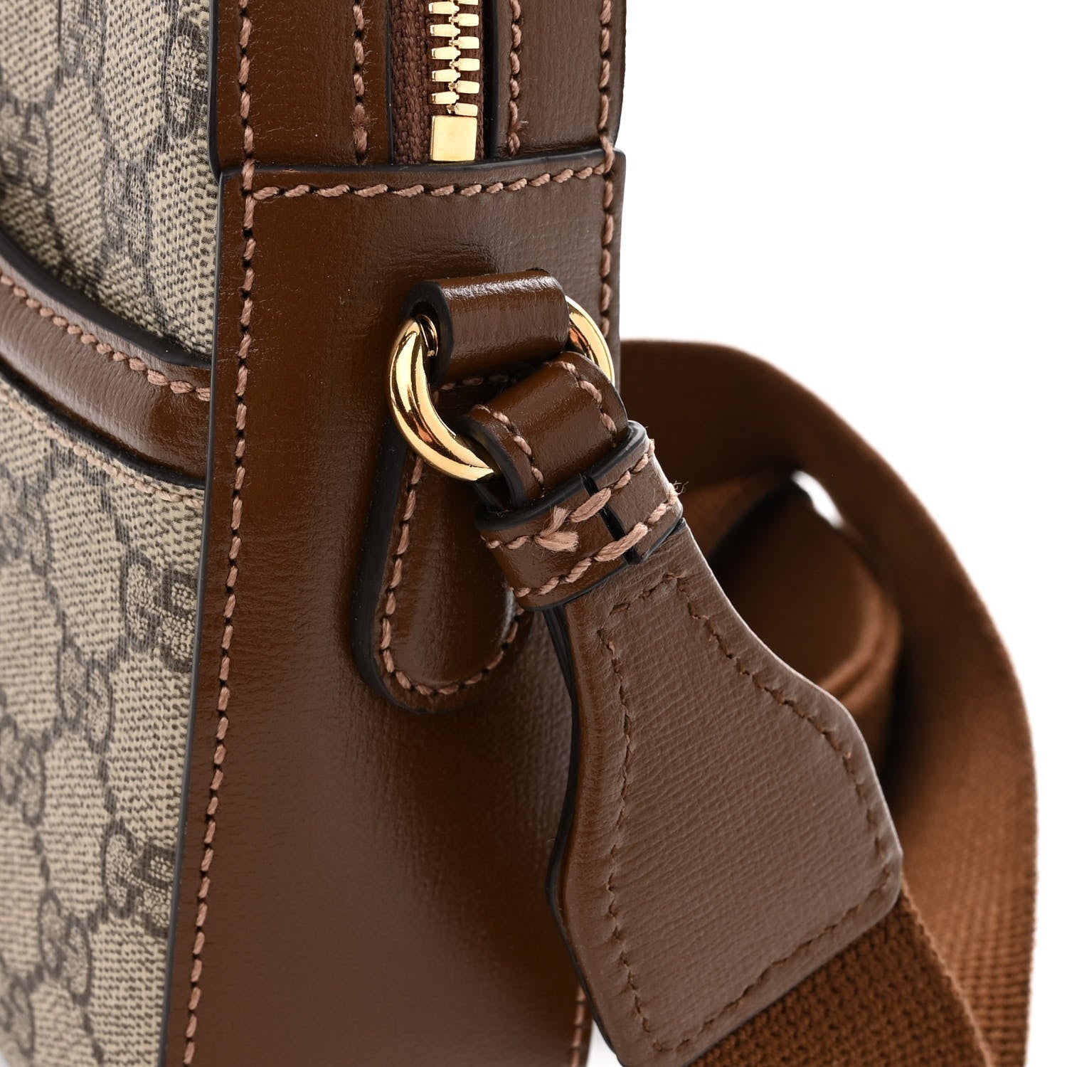 Gucci GG Supreme Monogram Azalea Calfskin Retro Interlocking G Messenger Shoulder Bag Beige Ebony Brown Sugar 8 of 10