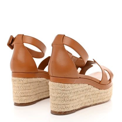Hermes Goatskin Elda Espadrille Wedge Sandals 39 Natural 4 of 9