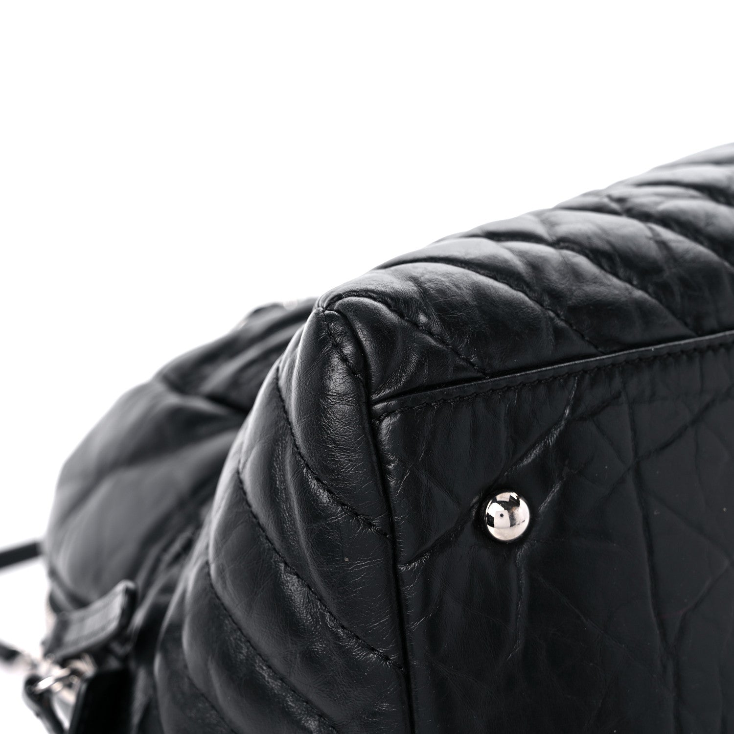 Chanel Aged Calfskin Chevron Medium Soft Bowling Bag Black 8 of 18