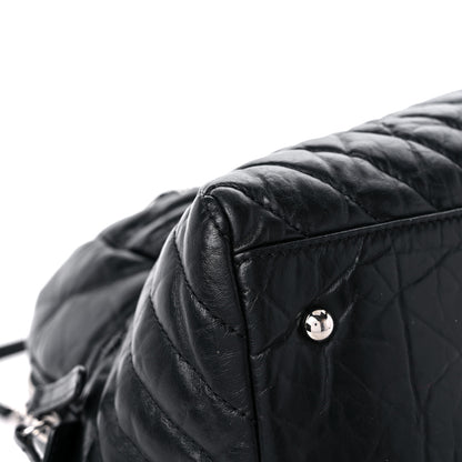 Chanel Aged Calfskin Chevron Medium Soft Bowling Bag Black 8 of 18
