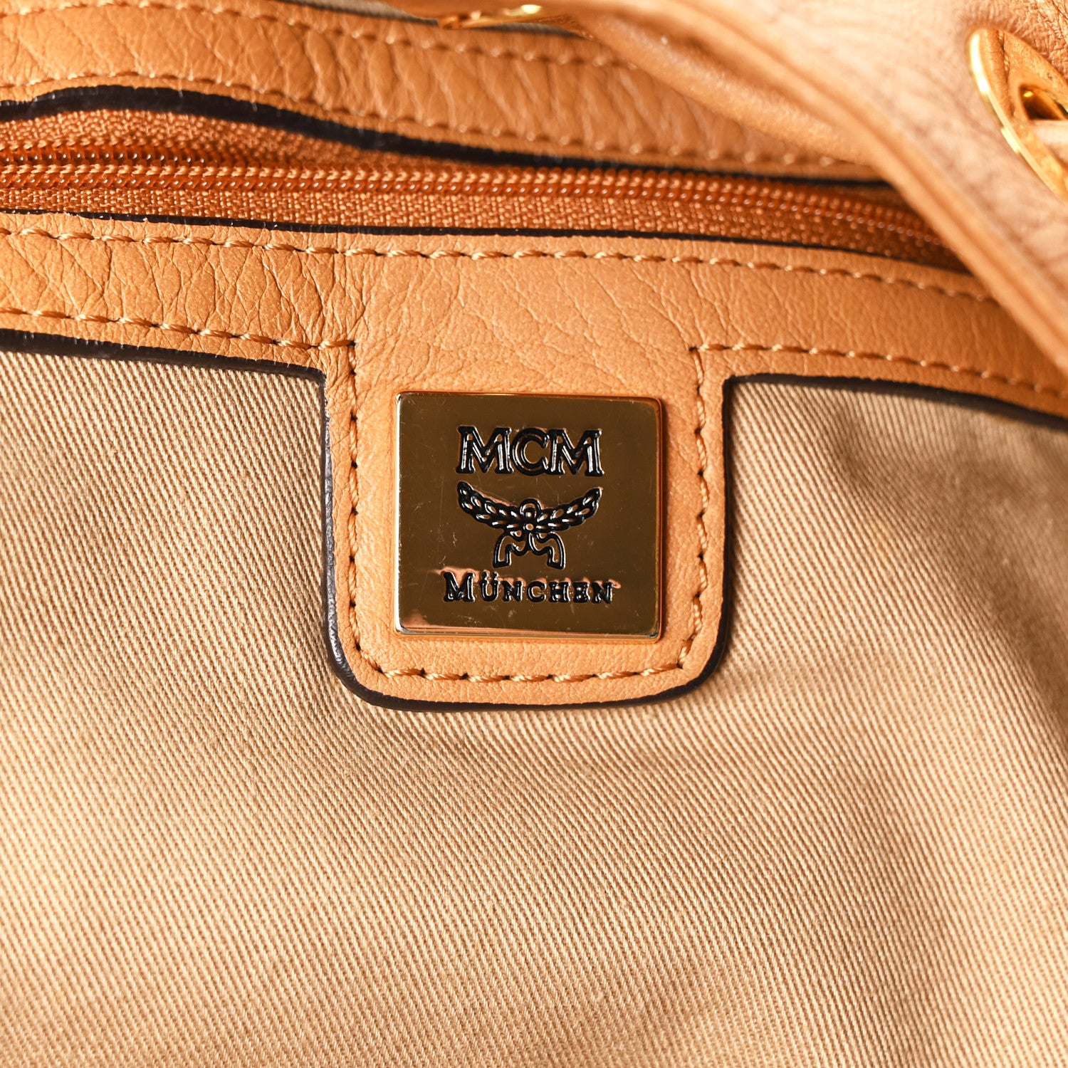 MCM Visetos Drawstring Shopper Cognac 6 of 10
