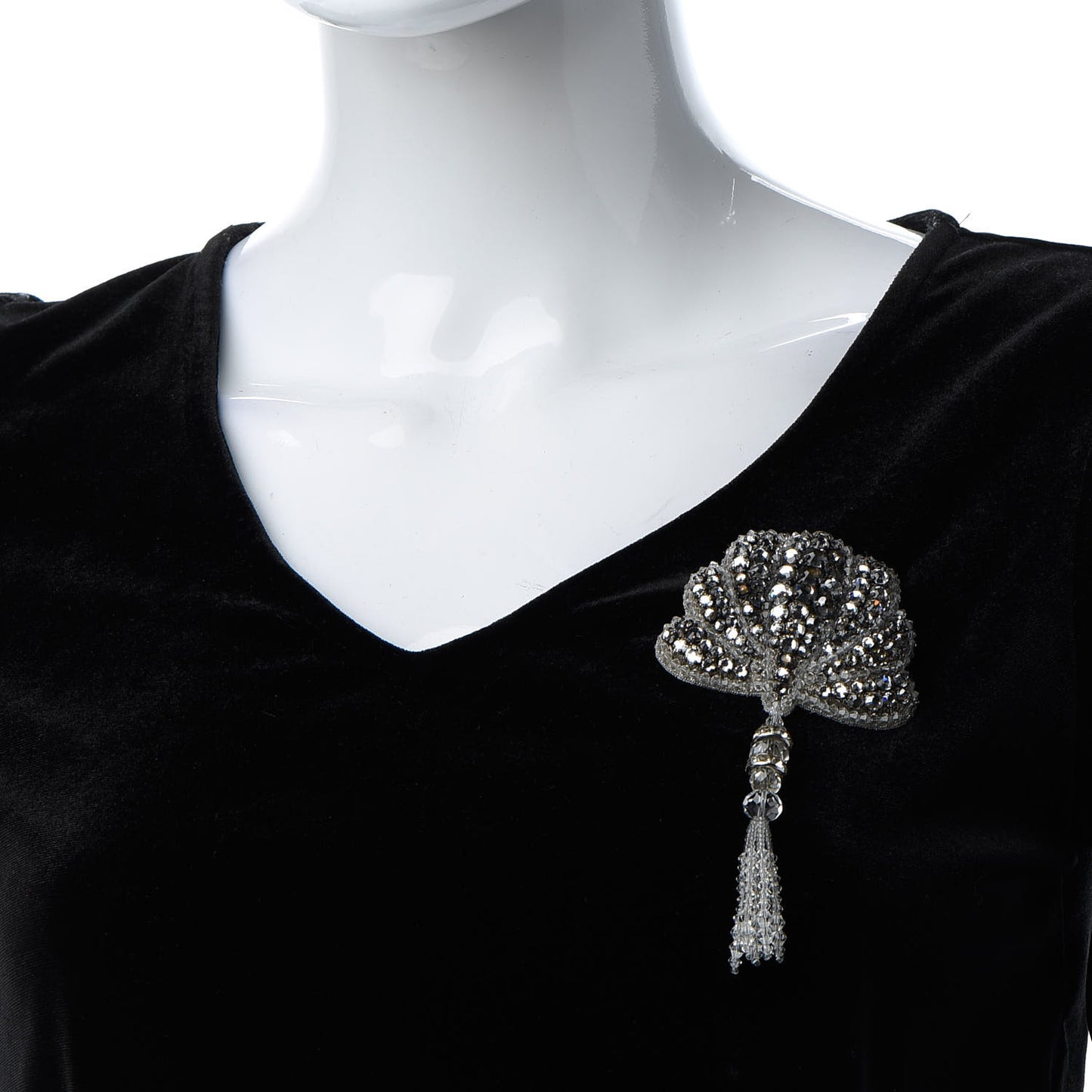 Crystal Shell Brooch Silver