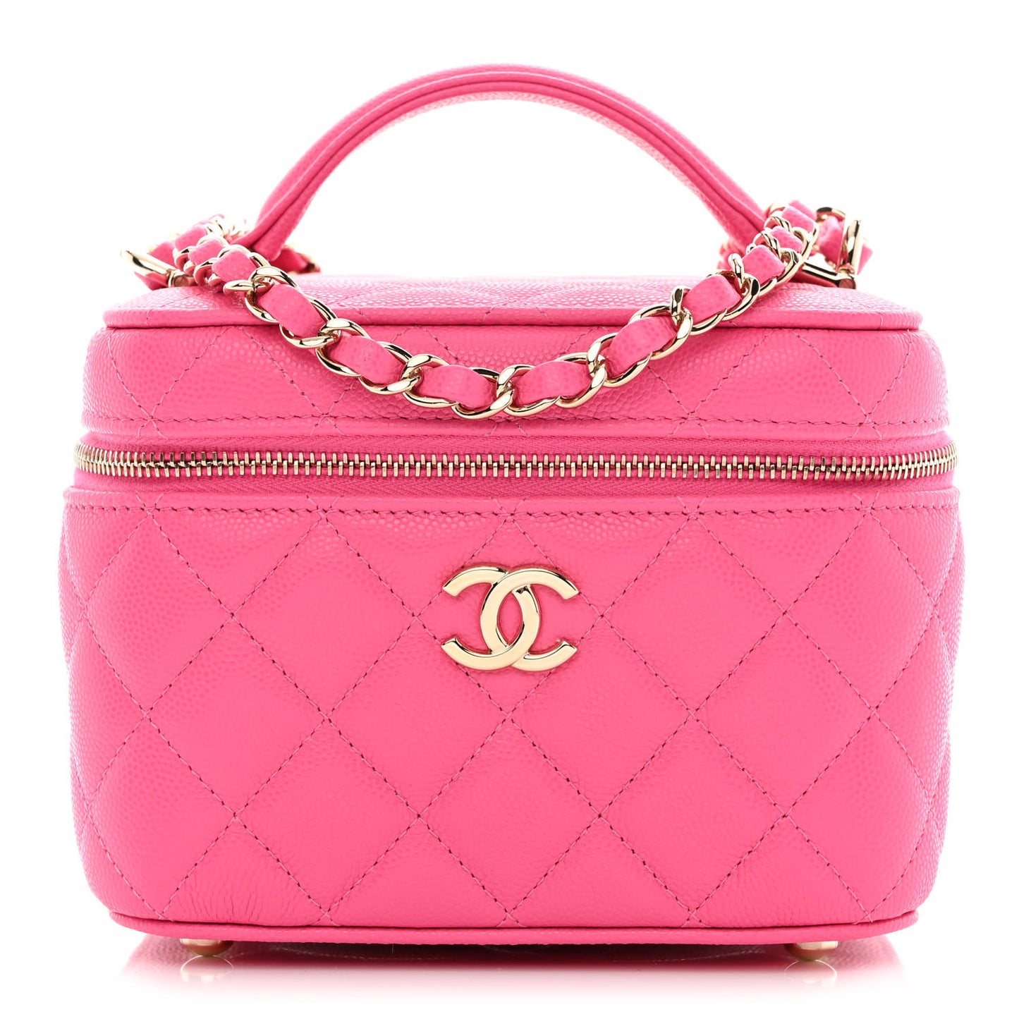 Caviar Quilted Small CC Vanity Case Rose