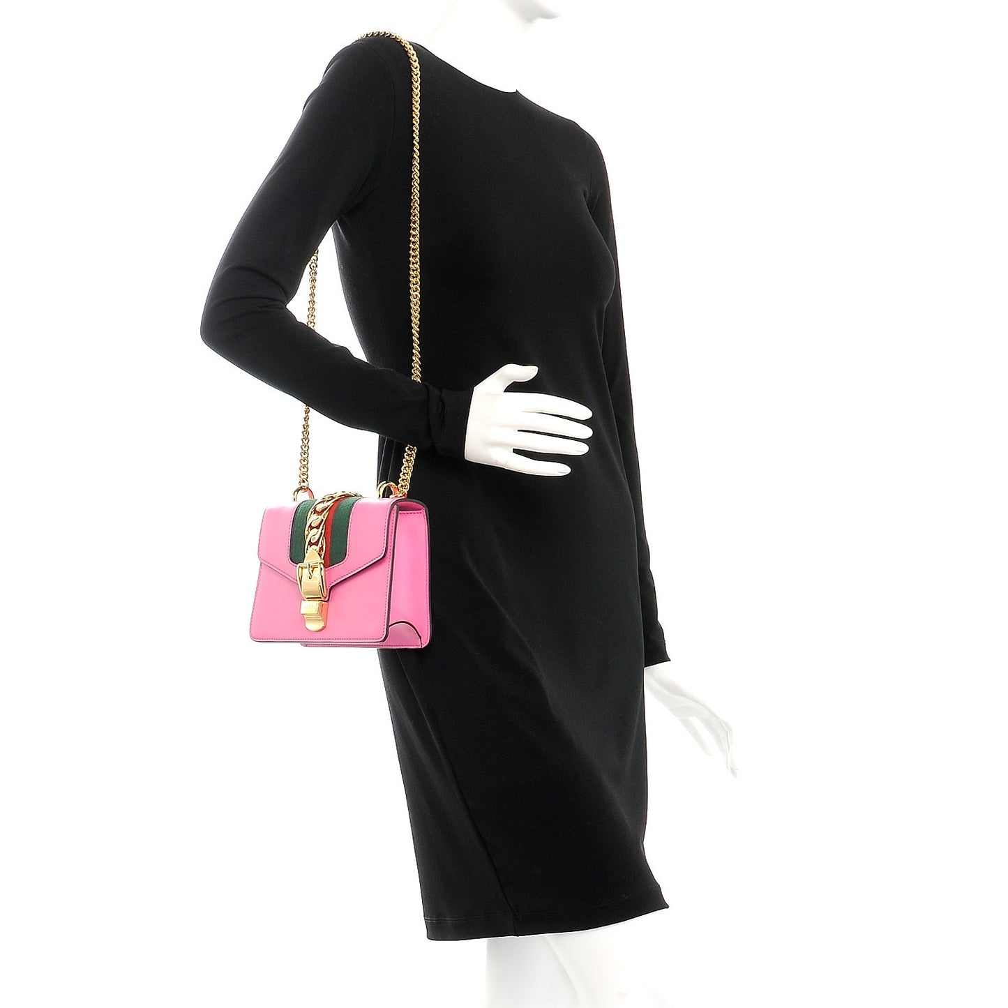 Vitello Fontanella Web Mini Sylvie Chain Shoulder Bag Pink Tropical Flower