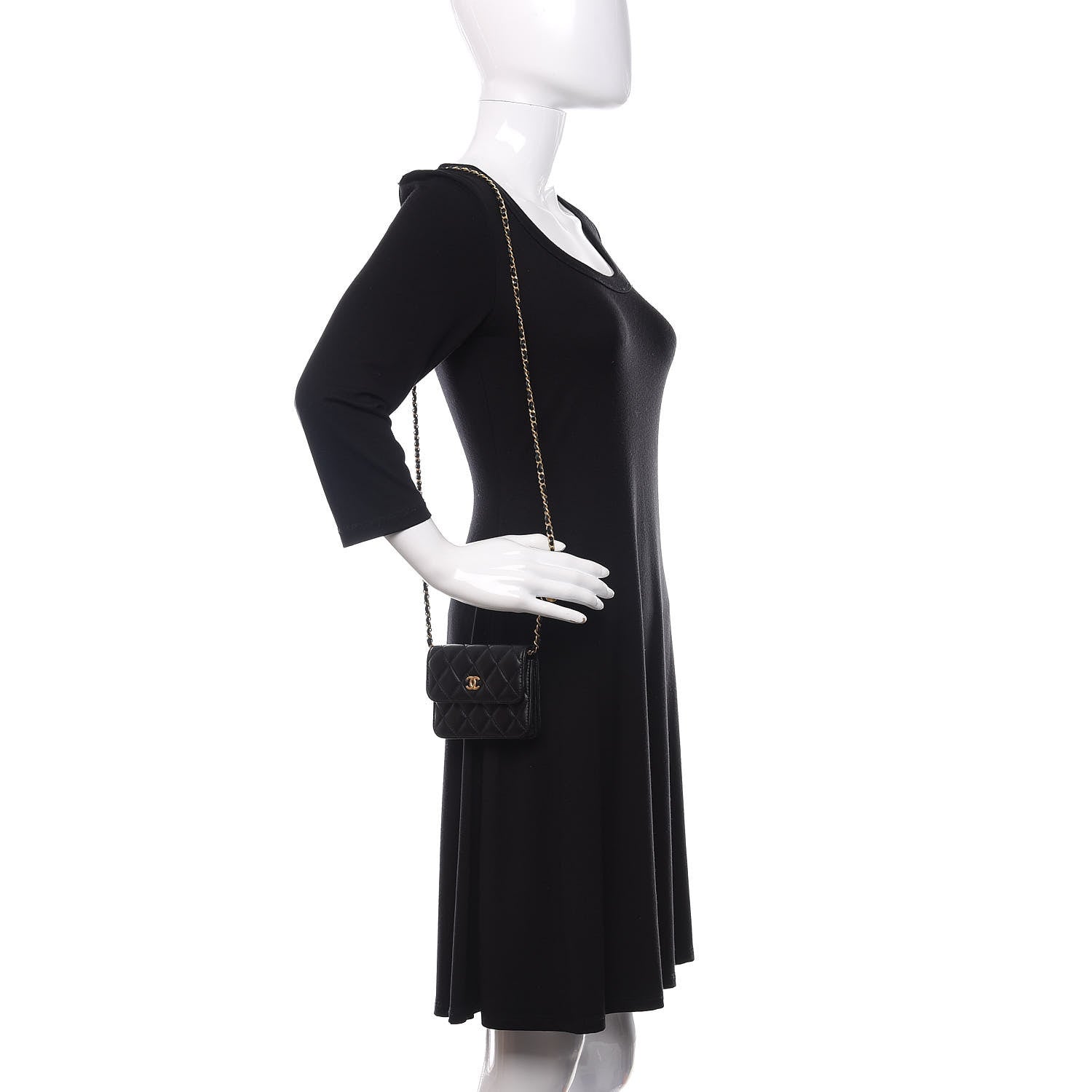 Chanel Lambskin Quilted Pearl Crush Clutch With Chain Black 2 of 12