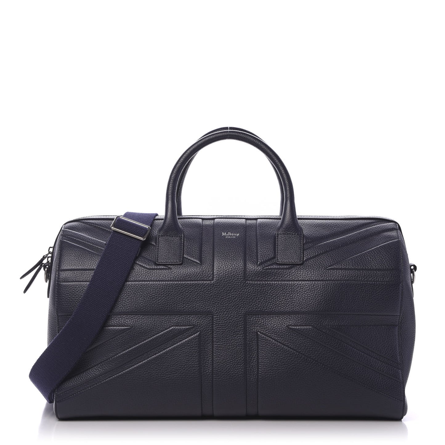 Small Grained Calfskin Embossed Flag Duffle Bag Midnight Blue