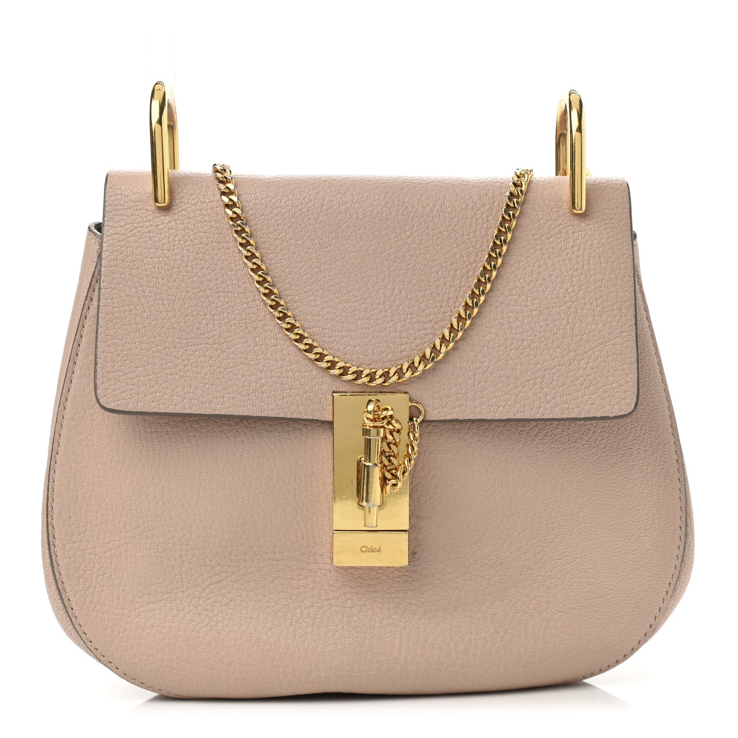 Grained Lambskin Mini Drew Shoulder Bag Cement Pink