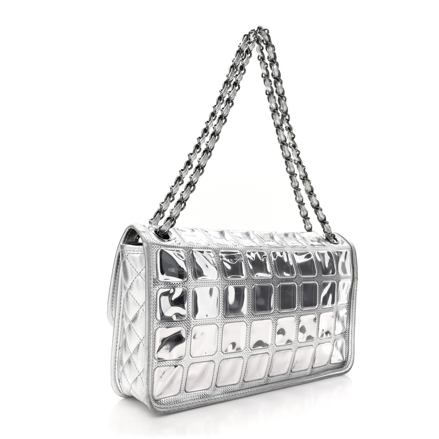 Chanel Vinyl Large Ice Cube Flap Silver 3 of 19