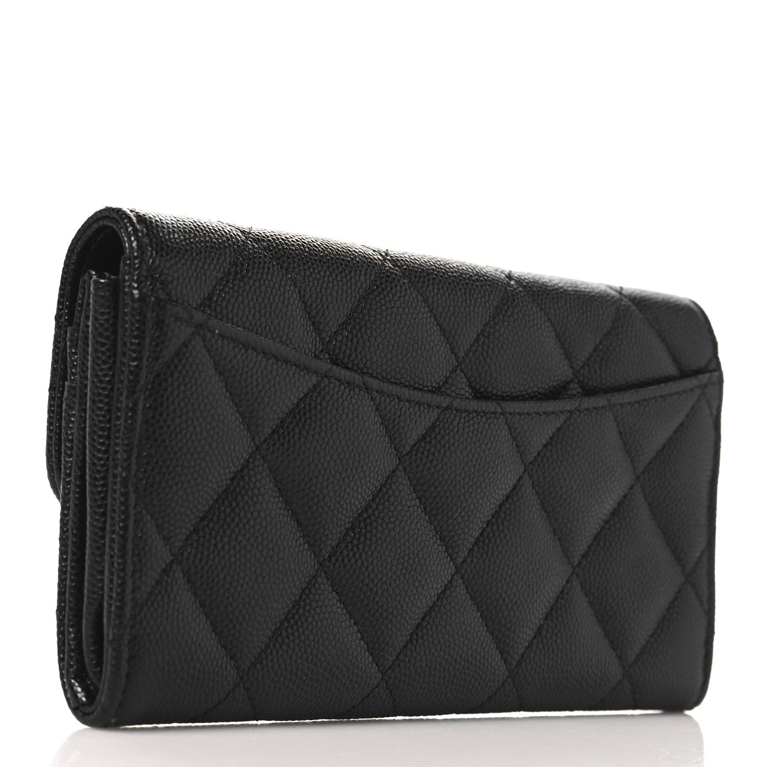 Chanel Caviar Quilted Large Gusset Flap Wallet Black 3 of 8
