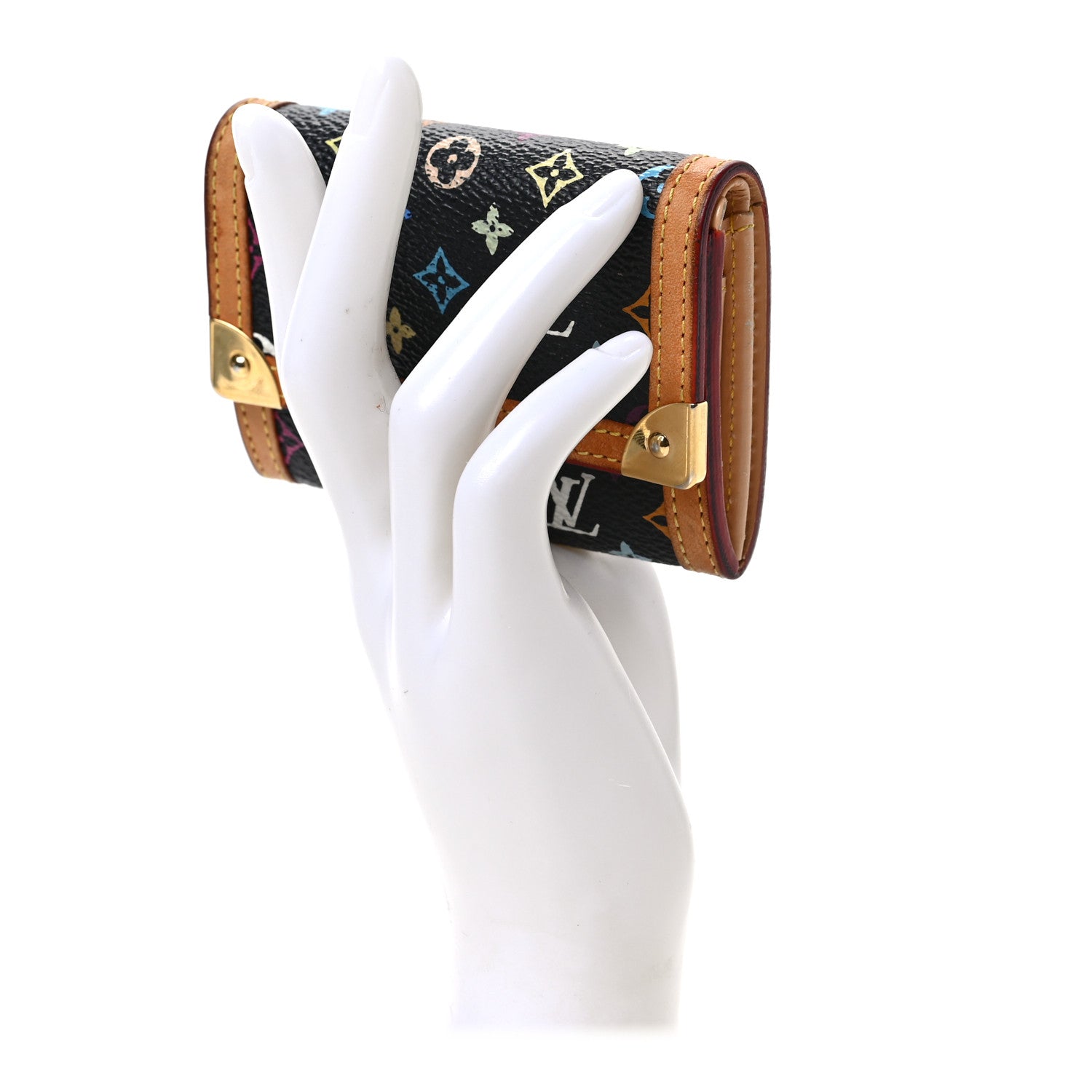 Louis Vuitton Monogram Multicolor Porte-Monnaie Plat Coin Purse Black 2 of 7