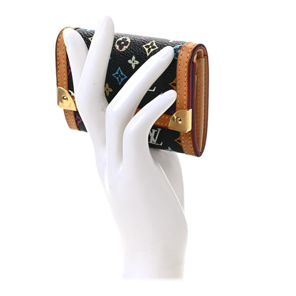 Louis Vuitton Monogram Multicolor Porte-Monnaie Plat Coin Purse Black 2 of 7