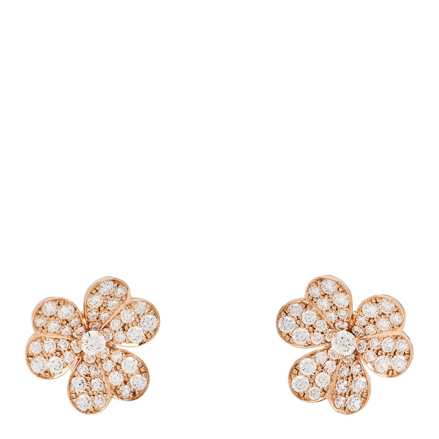 Van Cleef & Arpels 18K Rose Gold Diamond Small Frivole Pave Earrings 1 of 5