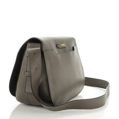 Tom Ford Grained Calfskin Soft Jennifer Saddle Bag Graphite 3 of 7
