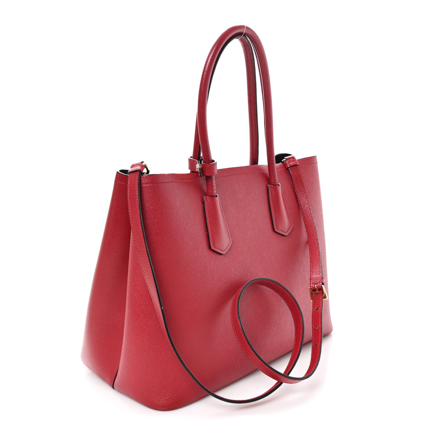 Saffiano Cuir Medium Double Bag Fuoco Black