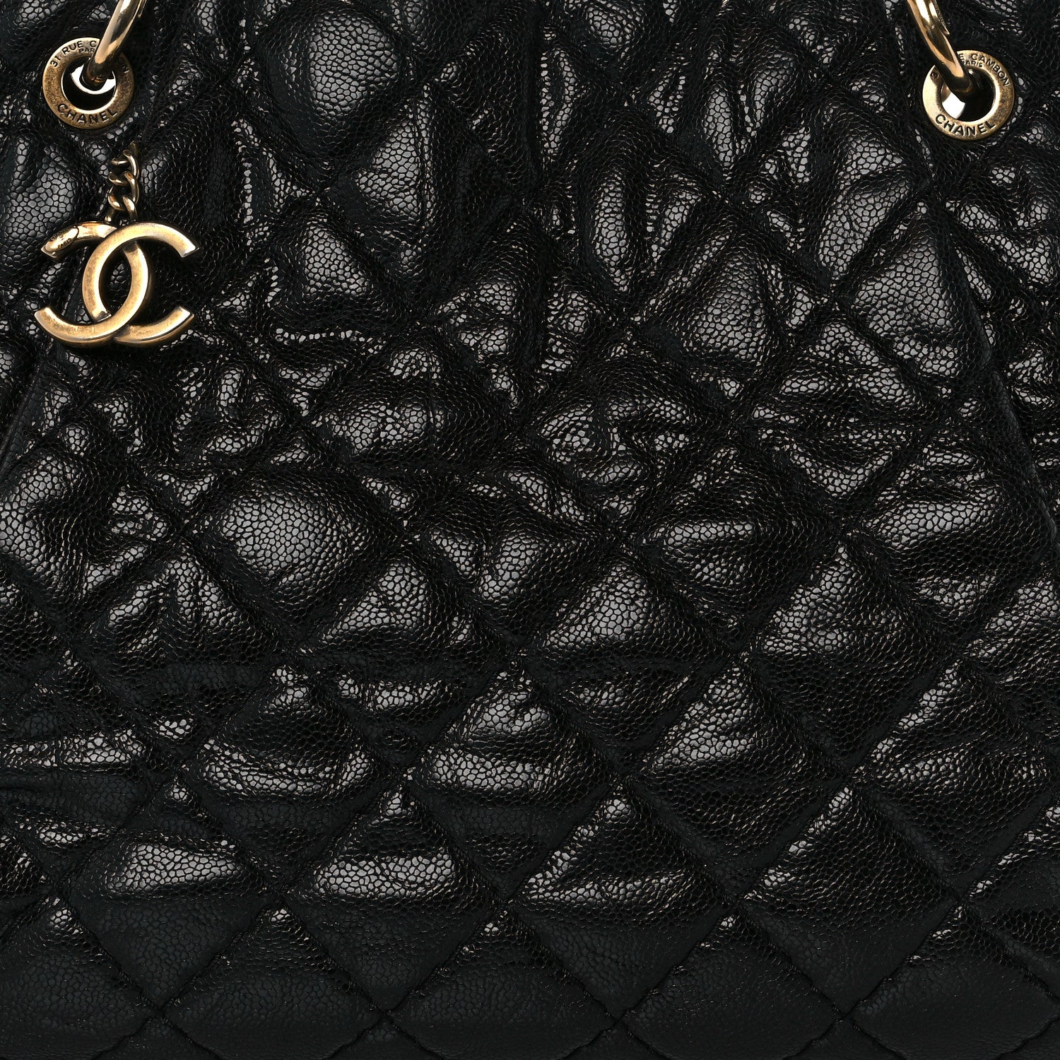 Chanel Crumpled Grained Calfskin Large Coco Pleats Tote Black 7 of 14