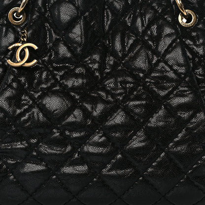 Chanel Crumpled Grained Calfskin Large Coco Pleats Tote Black 7 of 14