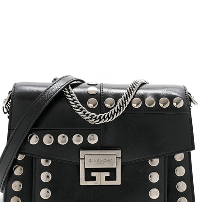Givenchy Studded Crinkled Patent Goatskin Small GV3 Shoulder Bag Black 9 of 15