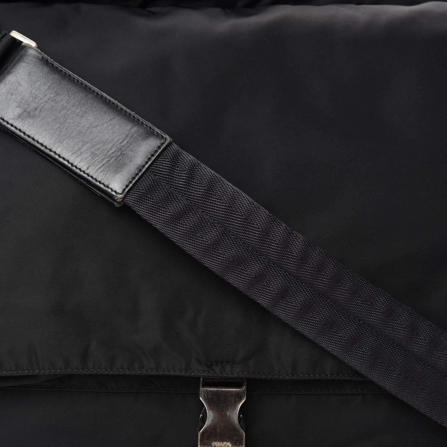 Prada Tessuto Nylon Saffiano Messenger Satchel Black 11 of 13