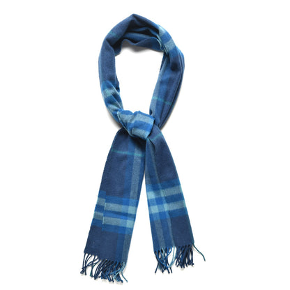 Burberry Cashmere Classic Giant Check Fringe Scarf Blue 1 of 4