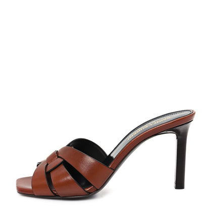 Saint Laurent Calfskin Tribute 85 Slide Sandals 35.5 New Papaya 1 of 10