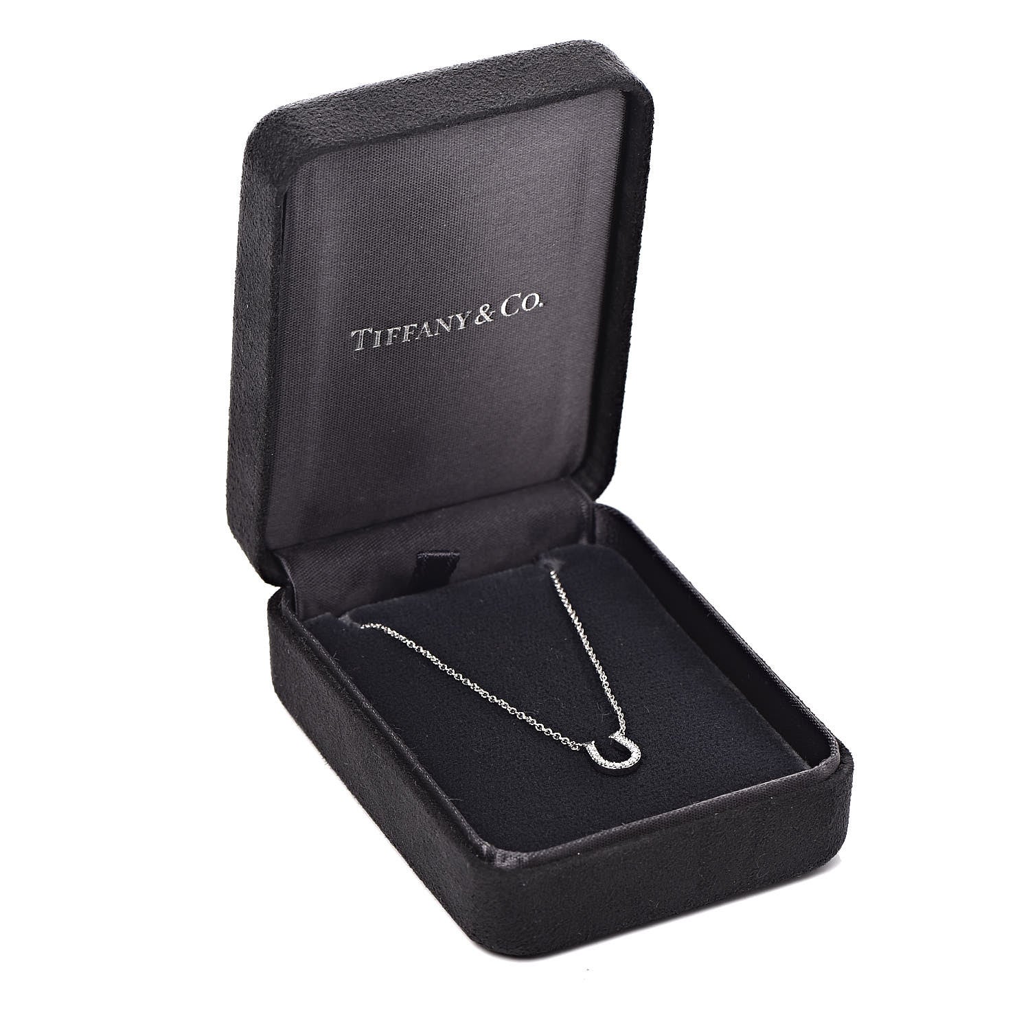 Tiffany 18K White Gold Diamond Mini Metro Horseshoe Pendant Necklace 8 of 8