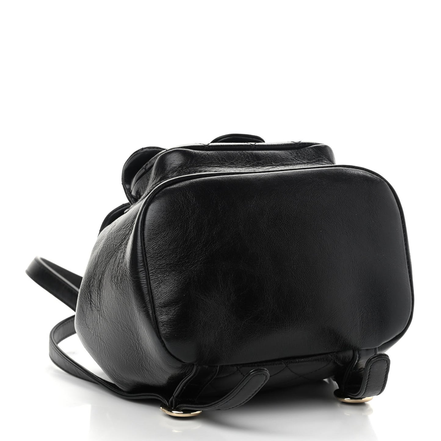 Glazed Aged Calfskin Quilted Small Duma Drawstring Backpack Black