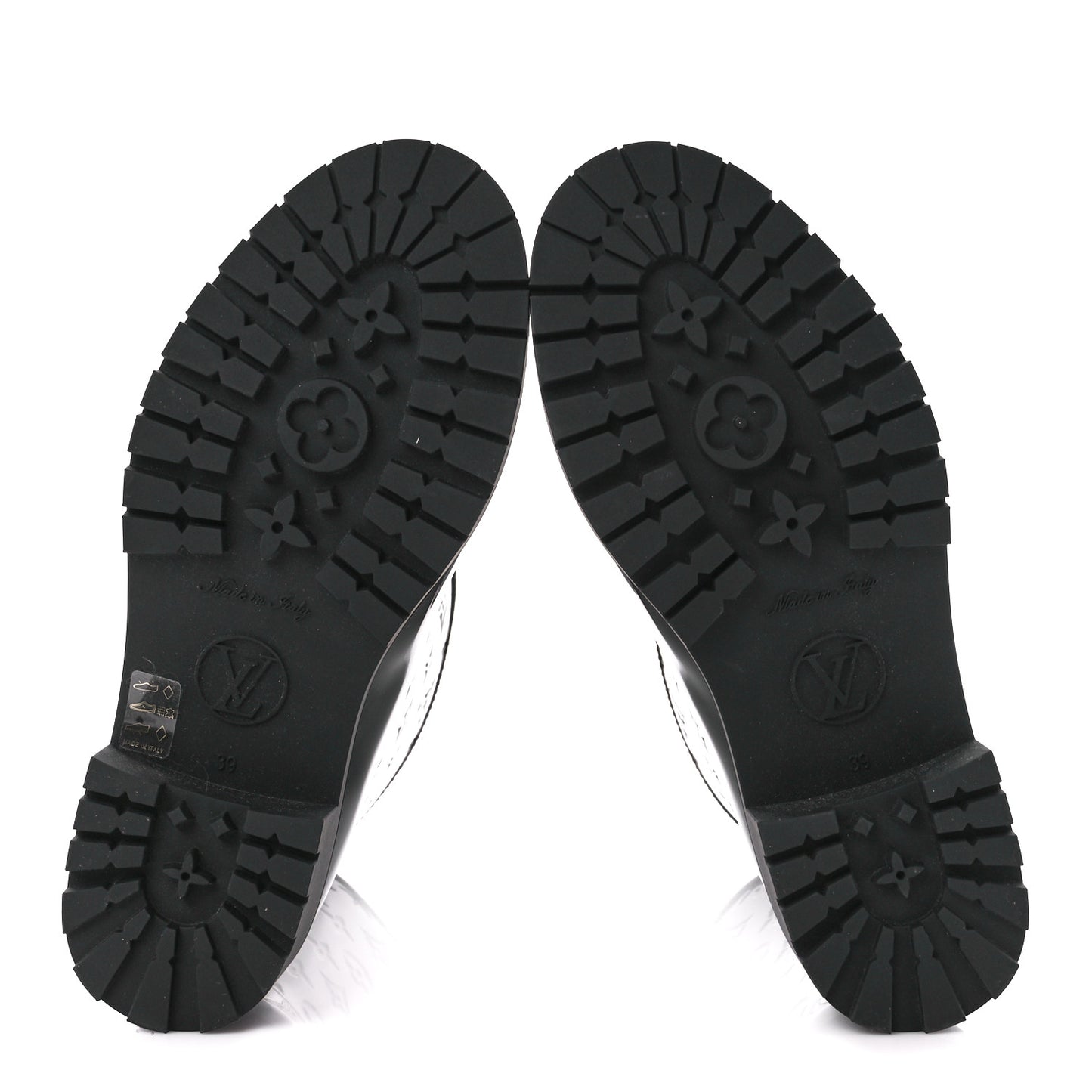Rubber Embossed Monogram Drops Flat Half Boots 39 Black