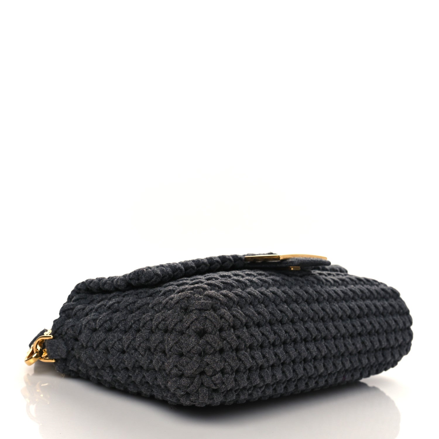 Fendi Wool Woven Baguette Grey 5 of 9