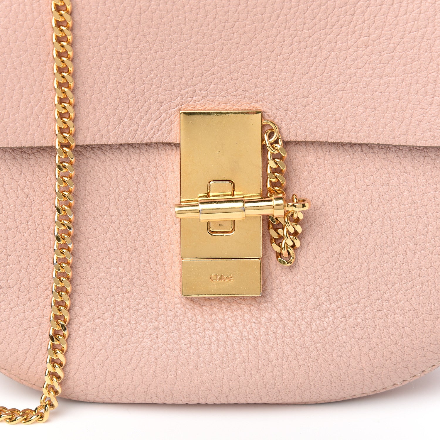 Chloe Grained Lambskin Mini Drew Shoulder Bag Cement Pink 8 of 8