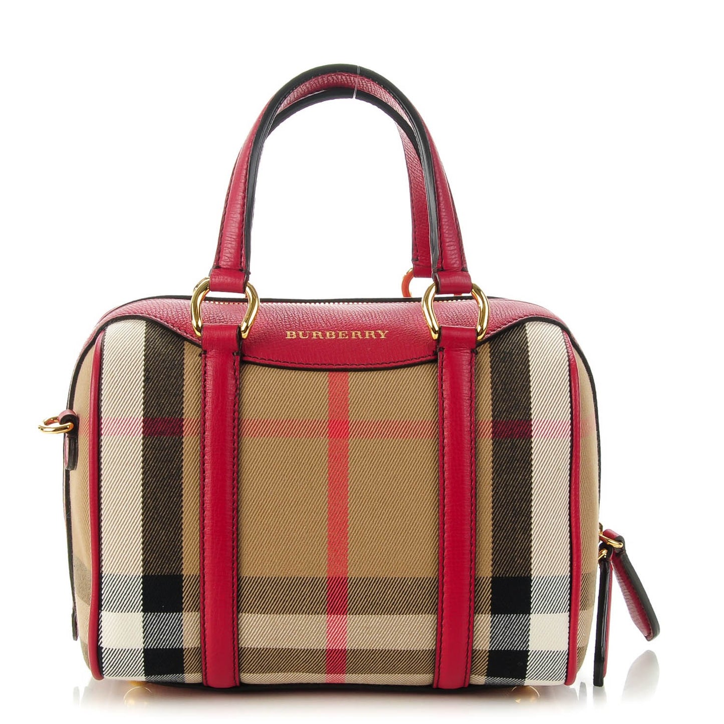 House Check Derby Calfskin Small Alchester Bowling Bag Russet Red