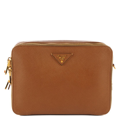 Prada Saffiano Lux Large Zip Crossbody Bag Caramel 1 of 10
