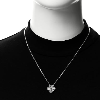 Van Cleef & Arpels 18K White Gold Guilloche Vintage Alhambra Pendant Necklace 2 of 6