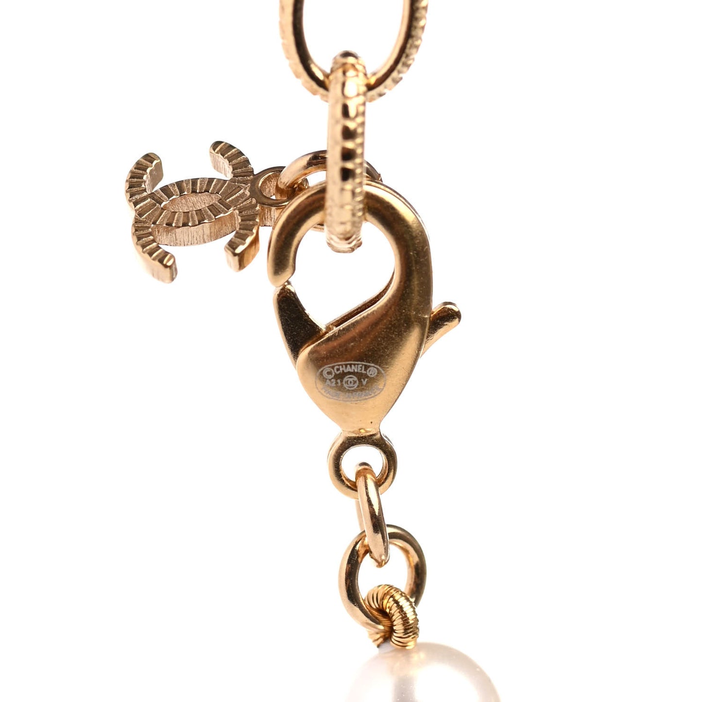 Pearl Crystal CC Short Necklace Gold