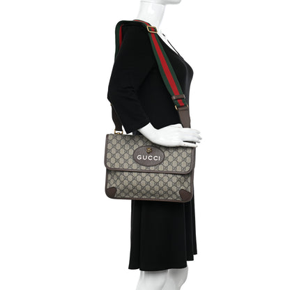 Gucci GG Supreme Monogram Web Neo Vintage Double Flap Messenger Bag Beige New Acero 2 of 11
