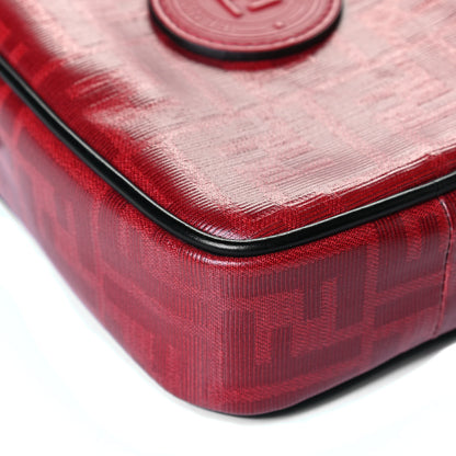 Fendi Glazed Fabric Vitello Century FF 1974 Stamp Patch Small Crossbody Messenger Rosso Black 5 of 7