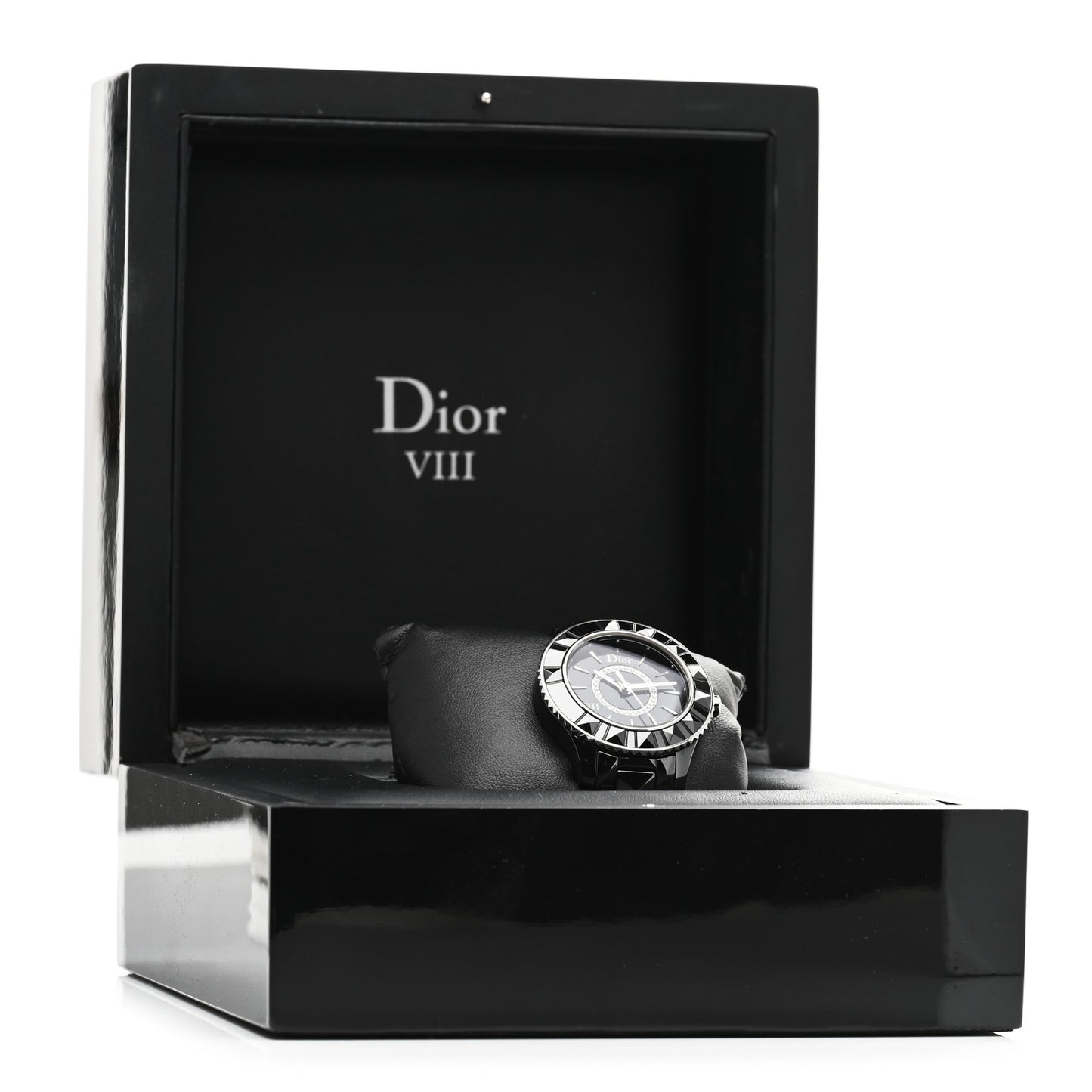 Stainless Steel Ceramic Diamond 34mm Dior VIII Quartz Watch Black