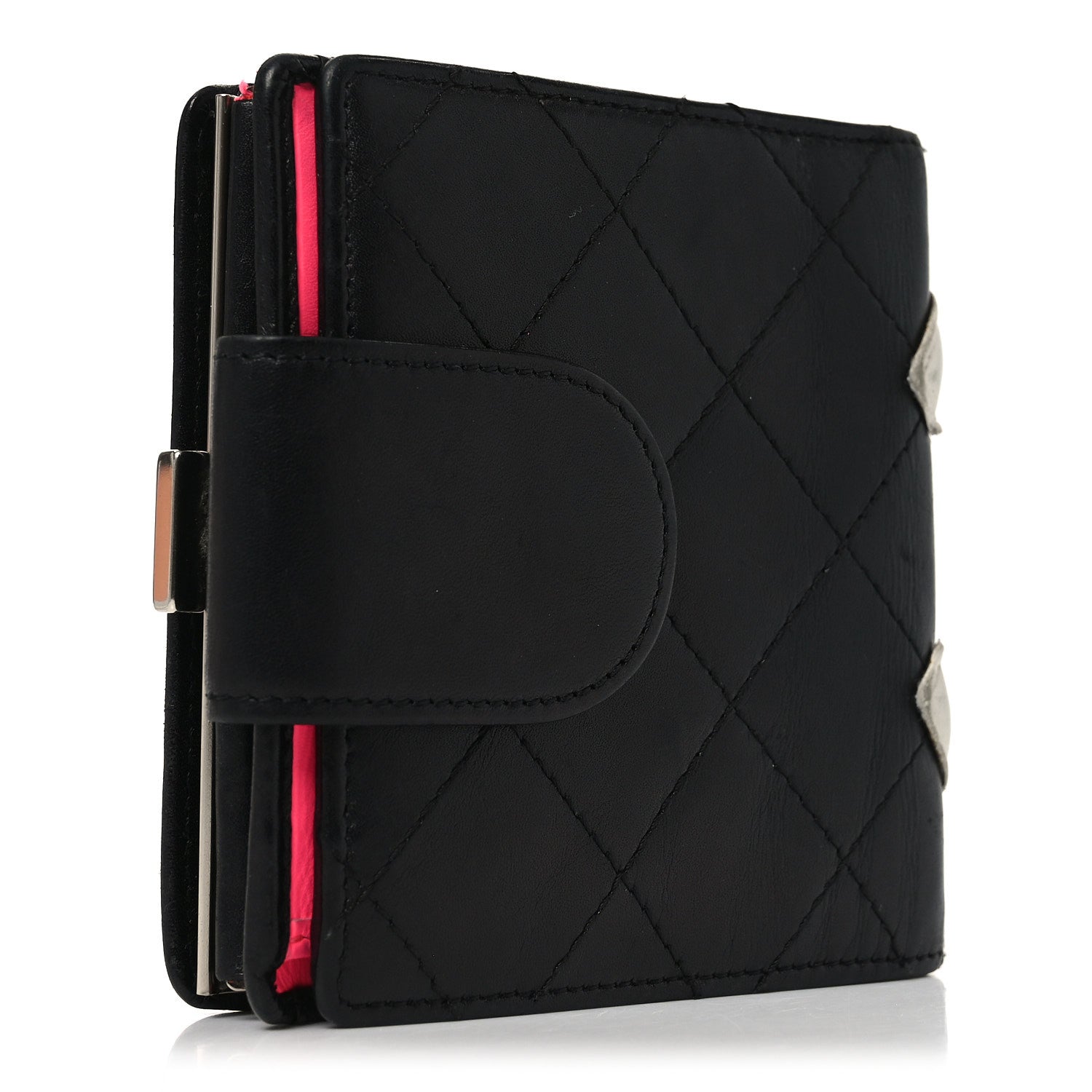 Chanel Calfskin Quilted Cambon Bi-fold Wallet Black White 3 of 7
