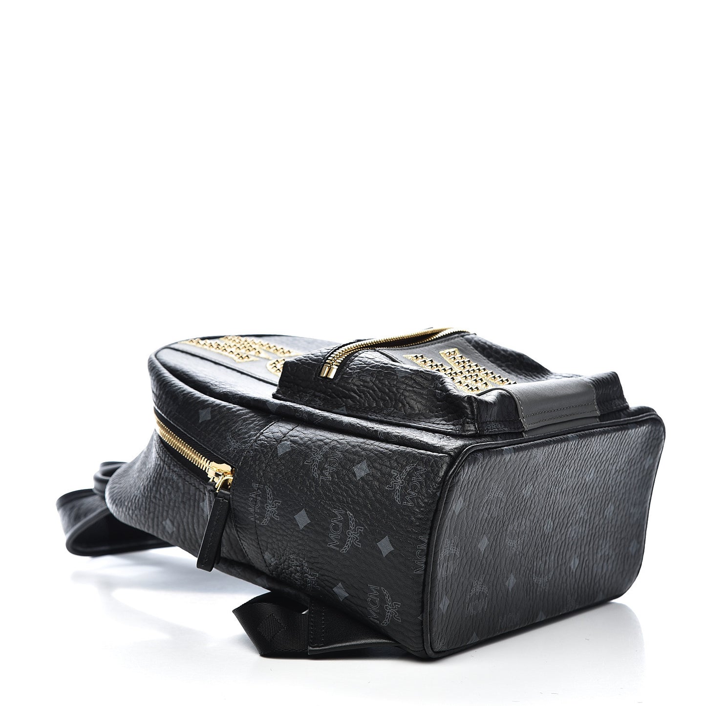Visetos Studded Small Studded Logo Stripe Backpack Black