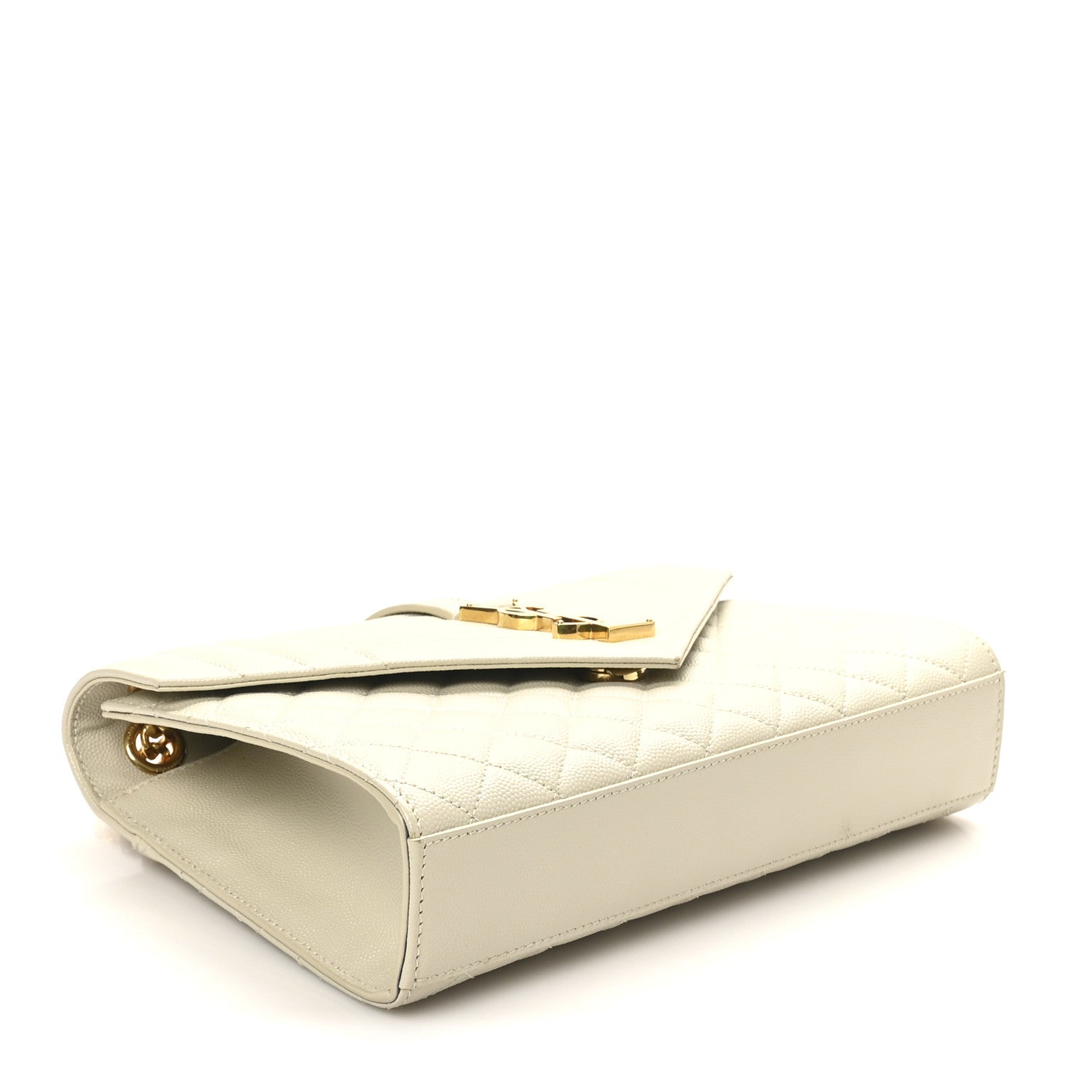 Saint Laurent Grain De Poudre Textured Mixed Matelasse Medium Triquilt Monogram Satchel Crema Soft 4 of 11