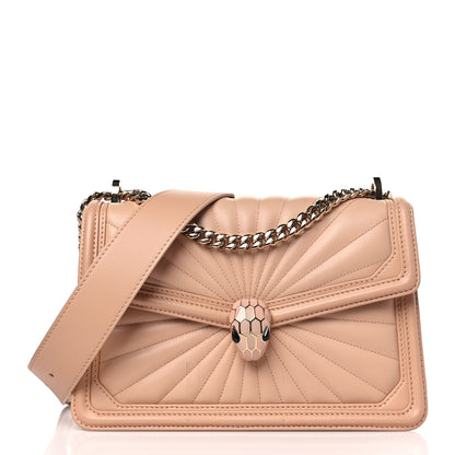 Bulgari Quilted Nappa Smooth Calfskin Serpenti Forever Diamond Blast Sunshine Shoulder Bag Beige 1 of 11
