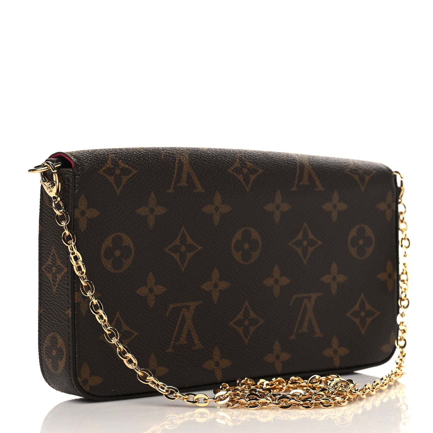 Monogram Pochette Felicie Chain Wallet Fuchsia