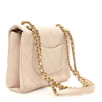 Chanel Lambskin Quilted Chaine Lettre Square Flap Beige 3 of 10