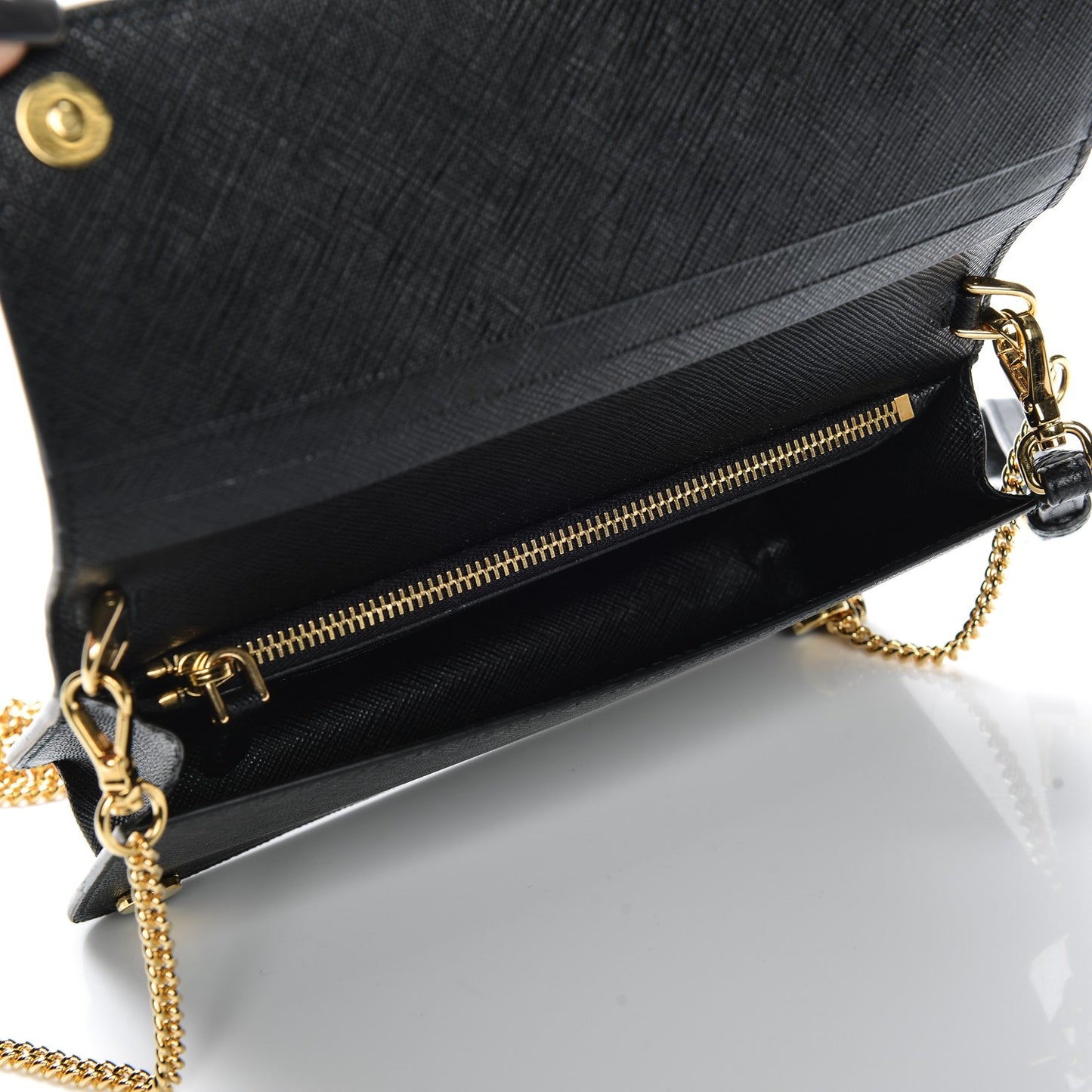 Saffiano Metal Phone Wristlet Crossbody Wallet Black