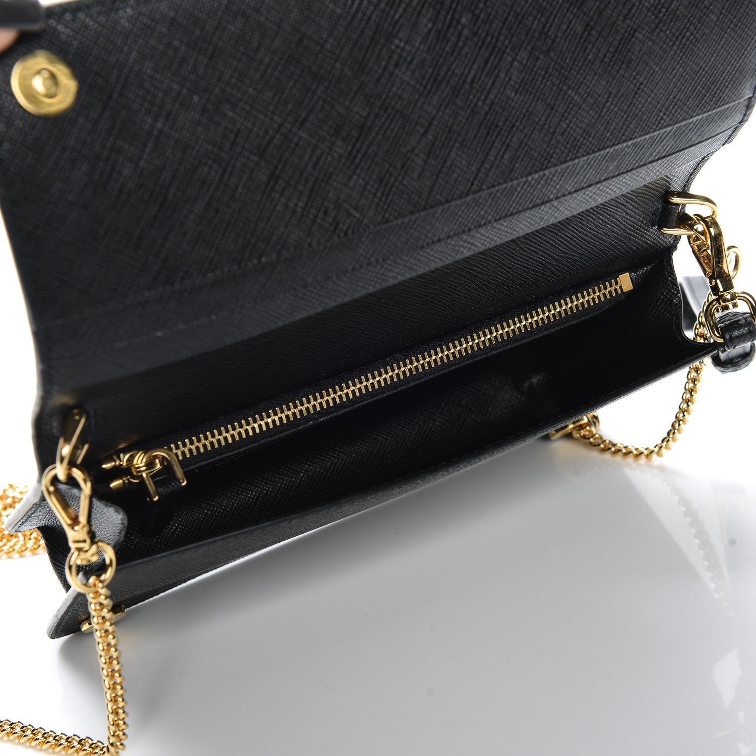 Prada Saffiano Metal Phone Wristlet Crossbody Wallet Black 5 of 6