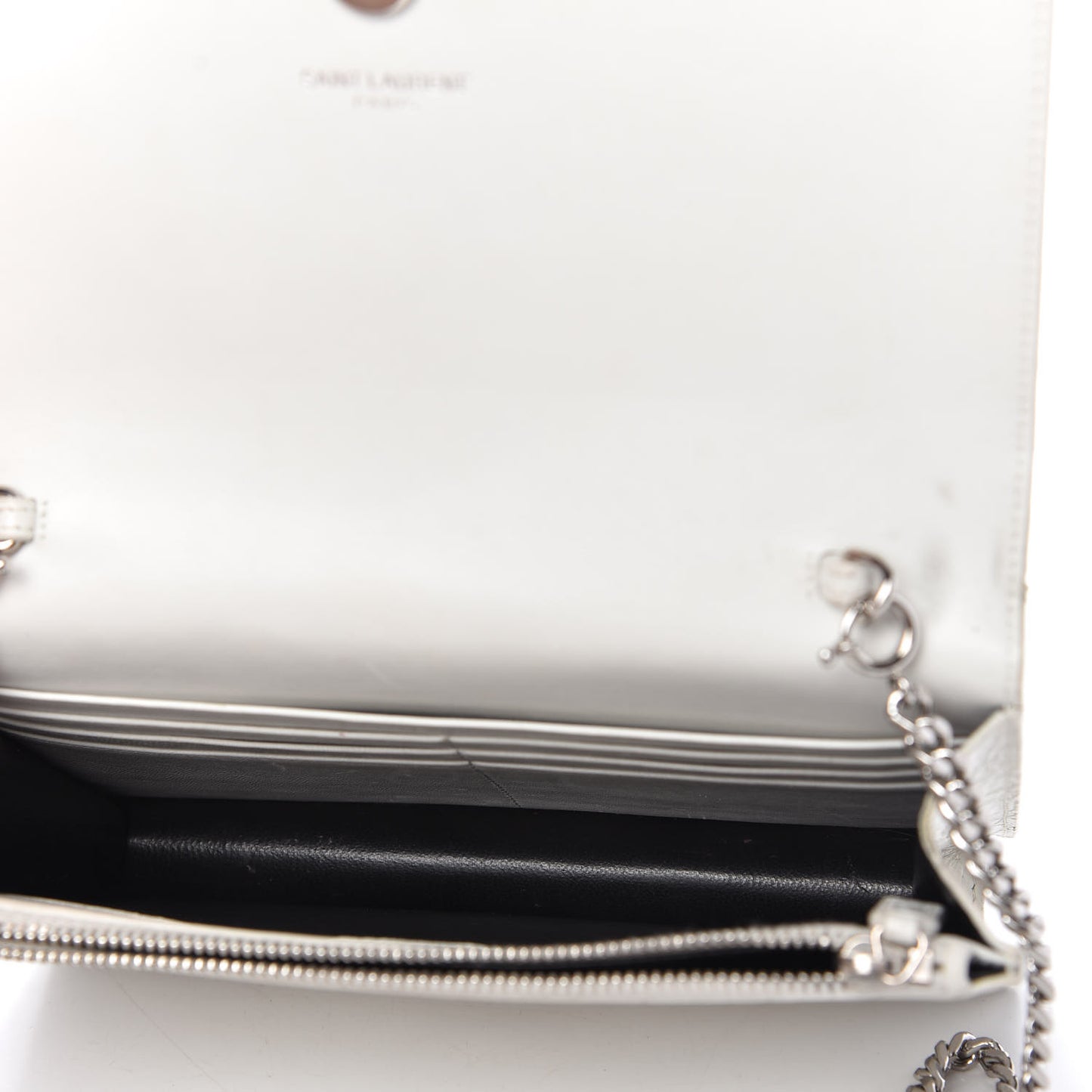 Calfskin Crocodile Embossed Kate Monogram Tassel Chain Wallet Crema Soft
