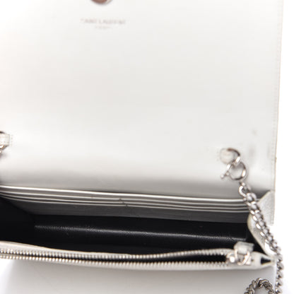 Saint Laurent Calfskin Crocodile Embossed Kate Monogram Tassel Chain Wallet Crema Soft 5 of 9
