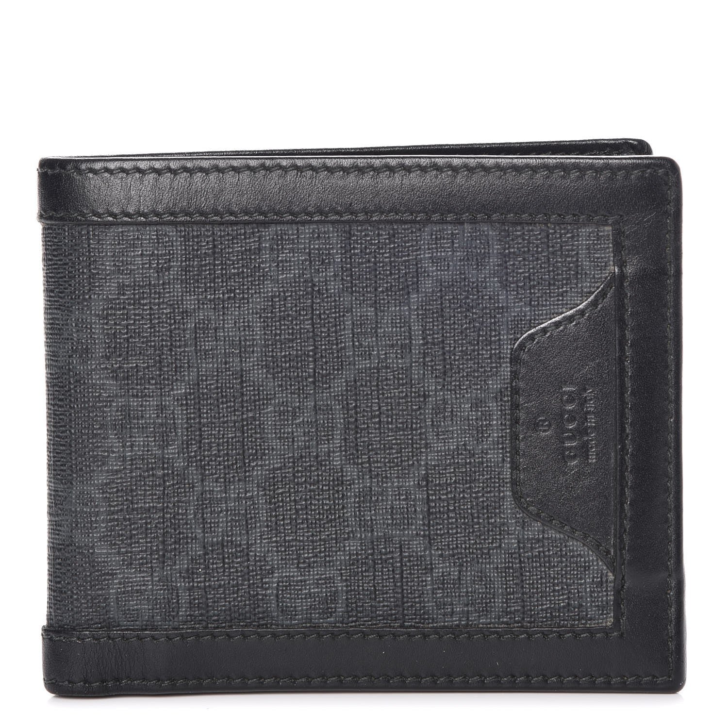 Gucci GG Supreme Monogram Bi-Fold Wallet Black Grey 1 of 11