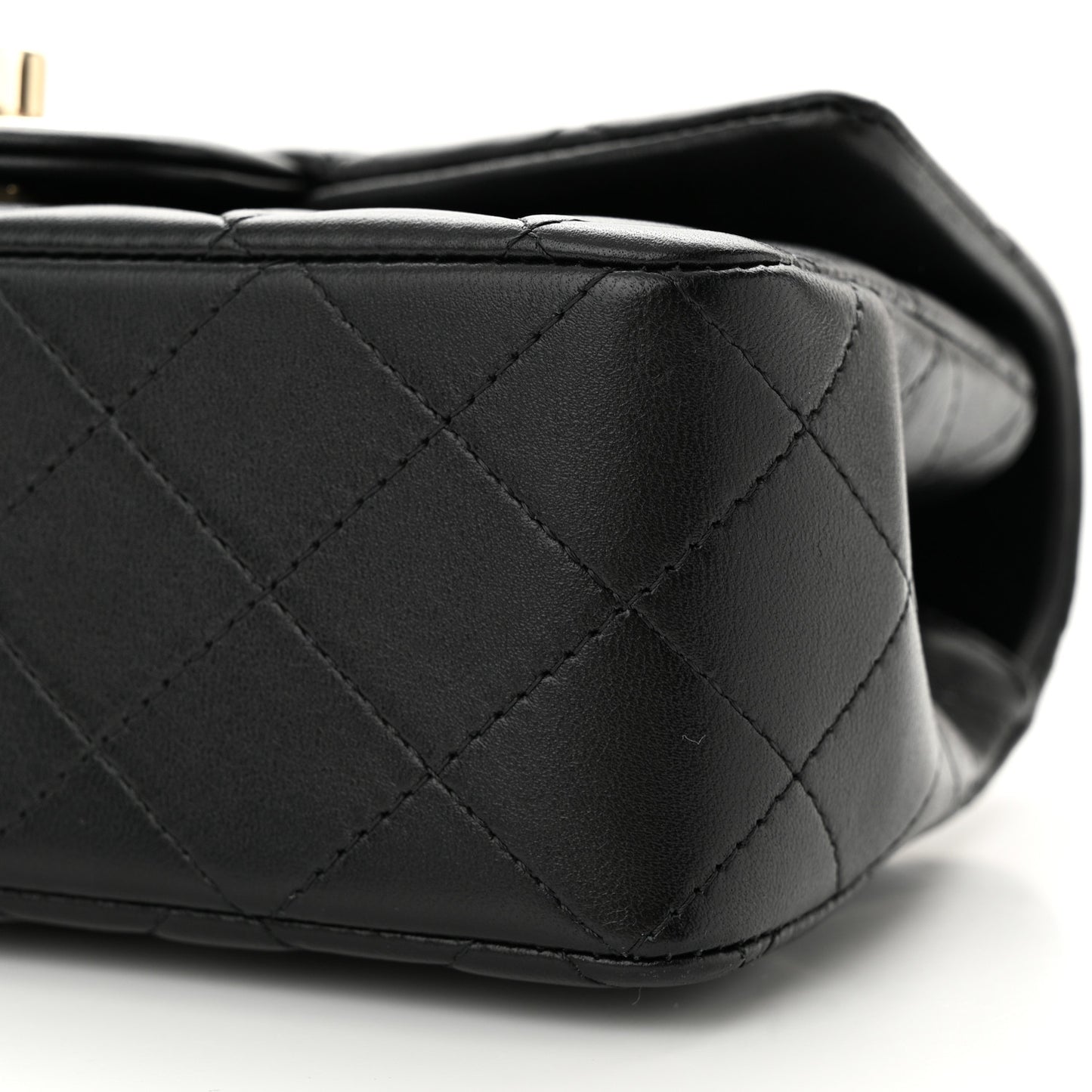 Lambskin Quilted Mini Top Handle Rectangular Flap Black